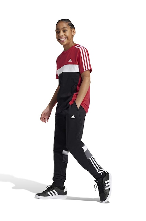 Detské bavlnené tričko adidas oranžová farba, vzorovaný