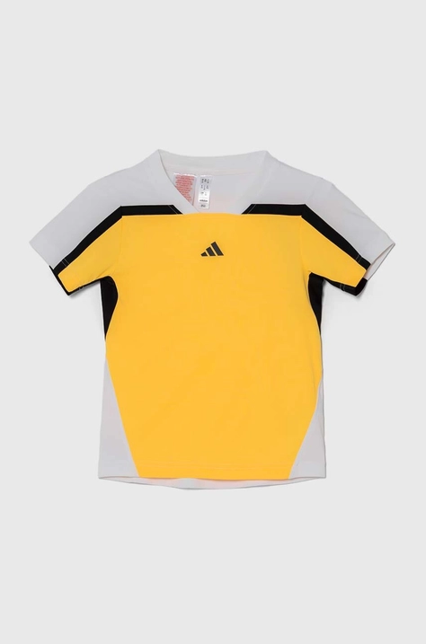 adidas Performance t-shirt dziecięcy kolor żółty z nadrukiem