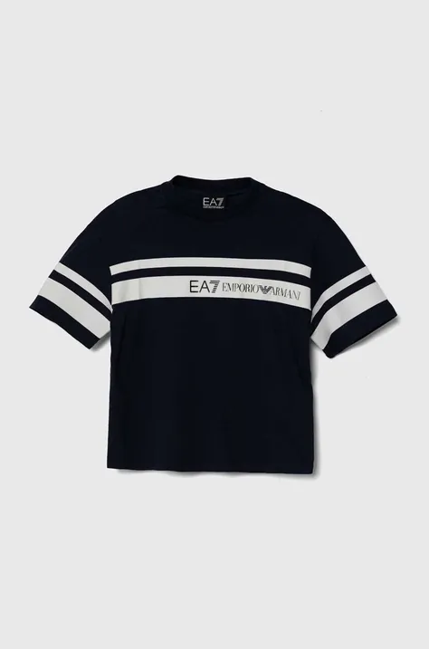 Detské bavlnené tričko EA7 Emporio Armani s potlačou