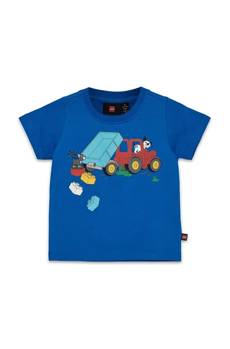 Otroška bombažna kratka majica Lego mornarsko modra barva