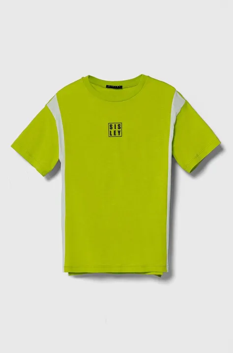 Παιδικό βαμβακερό μπλουζάκι Sisley χρώμα: πράσινο