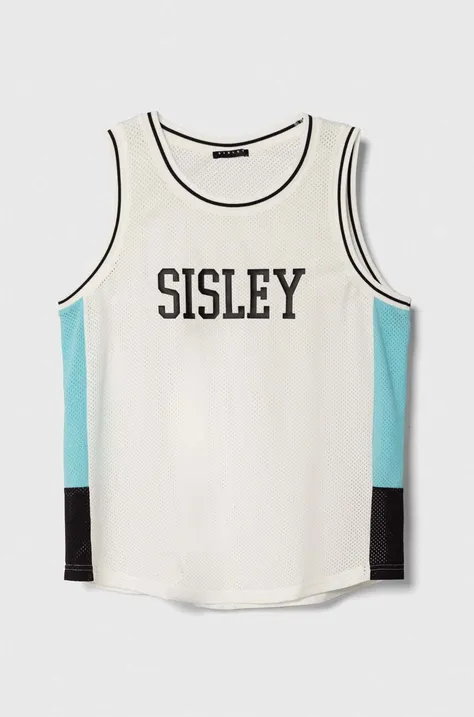 Παιδικό μπλουζάκι Sisley χρώμα: άσπρο