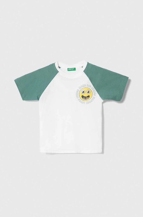 United Colors of Benetton t-shirt in cotone per bambini colore bianco con applicazione