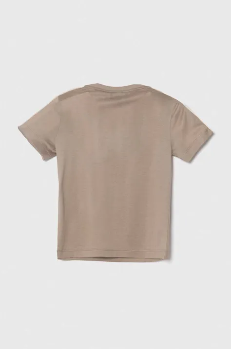 Emporio Armani t-shirt bawełniany kolor brązowy z aplikacją