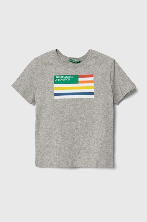 United Colors of Benetton tricou de bumbac pentru copii culoarea gri, cu imprimeu