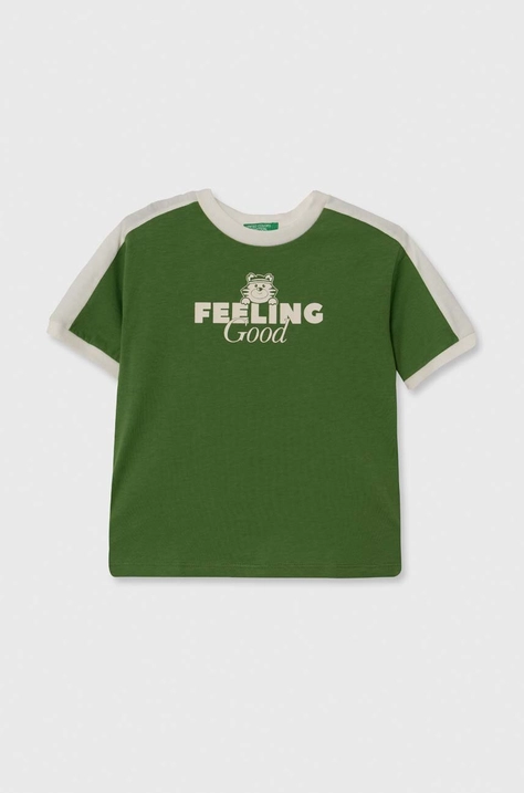 United Colors of Benetton t-shirt in cotone per bambini colore verde