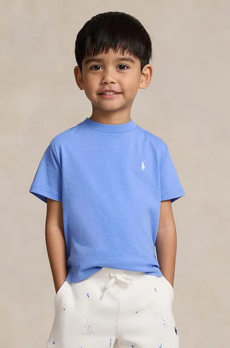 Dětské bavlněné tričko Polo Ralph Lauren fialová barva, s potiskem