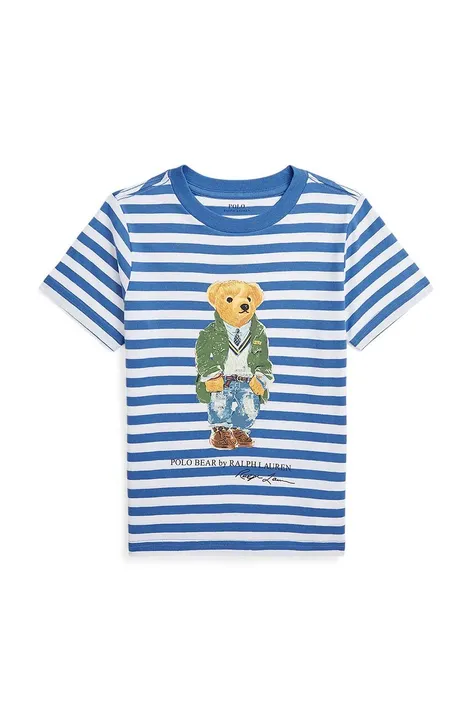 Polo Ralph Lauren t-shirt bawełniany dziecięcy kolor niebieski z nadrukiem