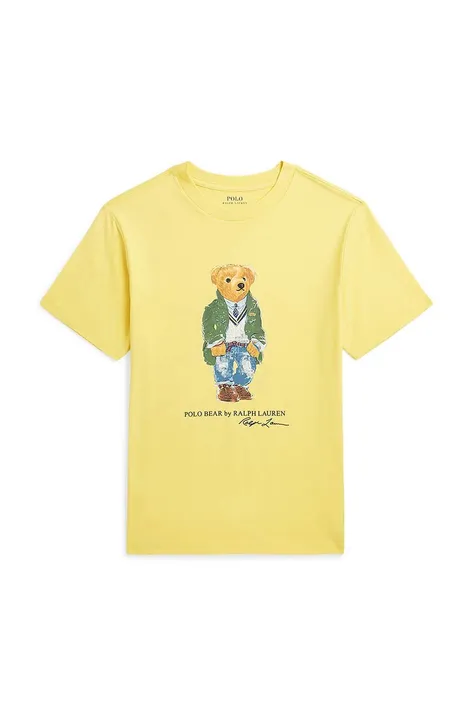 Детская хлопковая футболка Polo Ralph Lauren цвет жёлтый с принтом