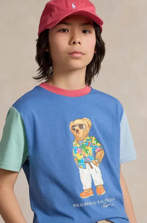 Детская хлопковая футболка Polo Ralph Lauren с принтом