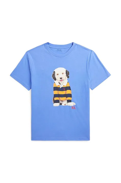 Дитяча бавовняна футболка Polo Ralph Lauren з принтом