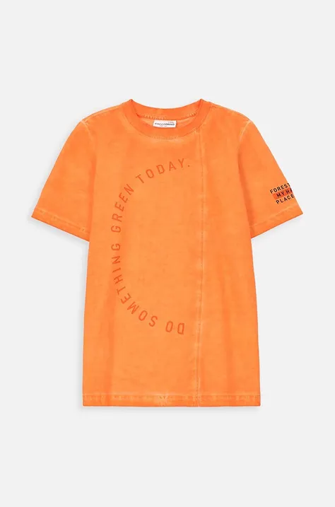 Дитяча бавовняна футболка Coccodrillo колір помаранчевий з принтом