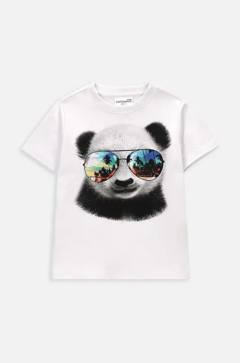 Παιδικό βαμβακερό μπλουζάκι Coccodrillo χρώμα: άσπρο