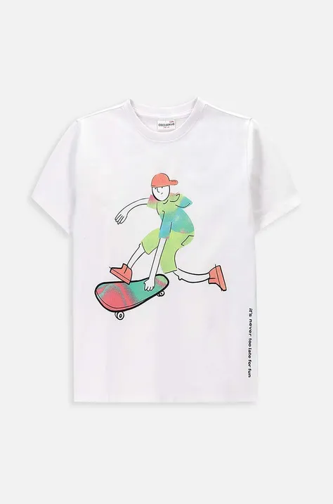 Παιδικό βαμβακερό μπλουζάκι Coccodrillo χρώμα: άσπρο