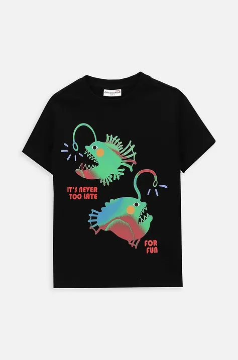 Coccodrillo tricou de bumbac pentru copii culoarea negru, cu imprimeu