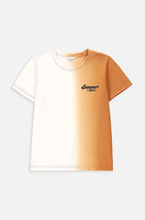 Детска памучна тениска Coccodrillo в оранжево с изчистен дизайн