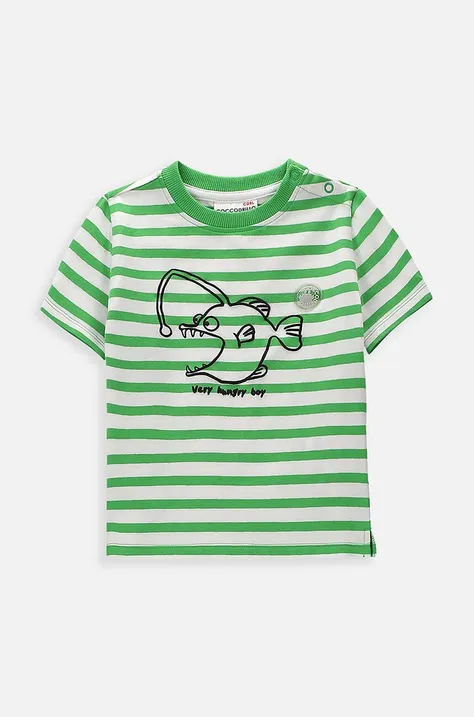 Бебешка тениска Coccodrillo в зелено с десен
