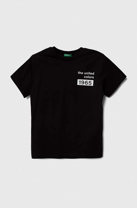 United Colors of Benetton tricou de bumbac pentru copii culoarea negru, cu imprimeu