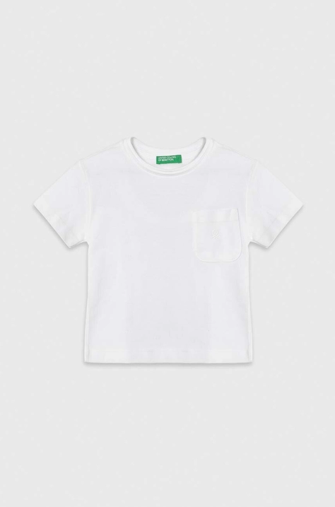 United Colors of Benetton t-shirt bawełniany dziecięcy kolor biały gładki