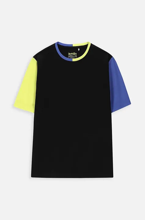 Otroška kratka majica Lemon Explore črna barva