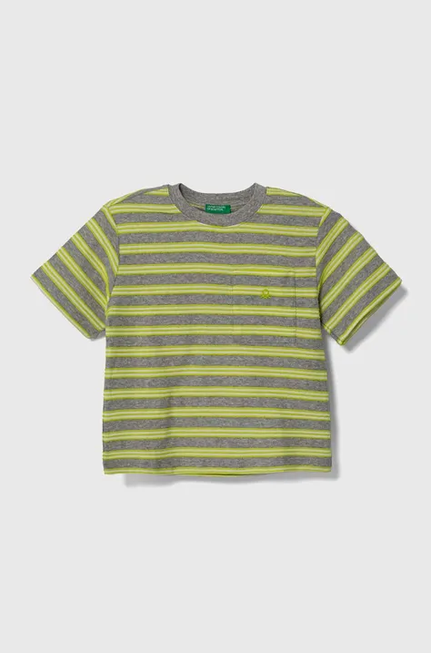 Otroška bombažna kratka majica United Colors of Benetton siva barva