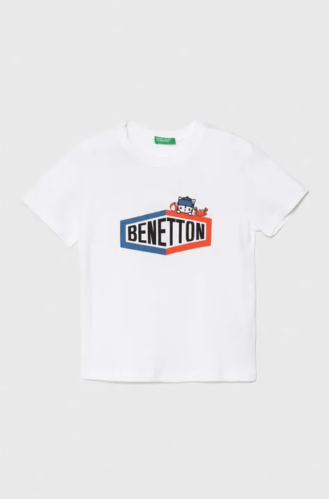 Дитяча бавовняна футболка United Colors of Benetton колір білий з принтом