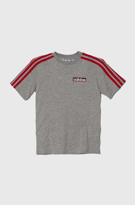 Detské bavlnené tričko adidas Originals šedá farba, s nášivkou