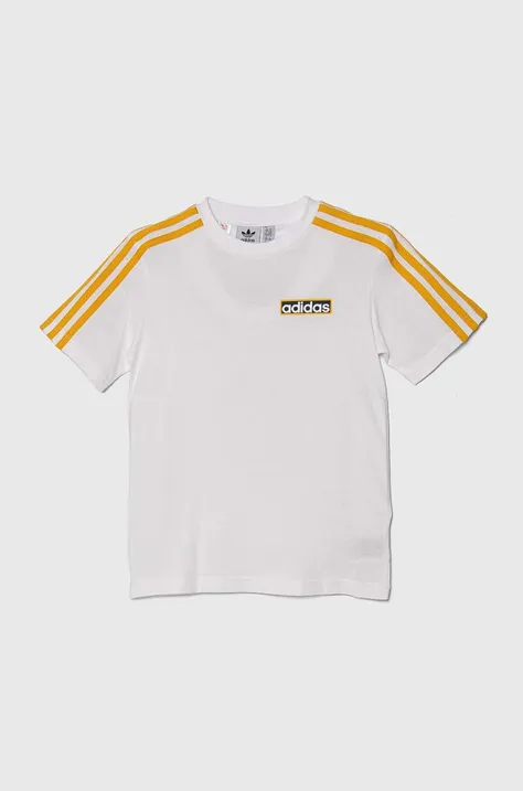 adidas Originals t-shirt bawełniany dziecięcy kolor biały z aplikacją
