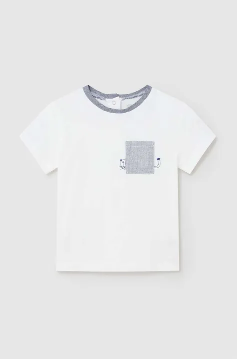 Pamučna majica kratkih rukava za bebe Mayoral boja: bijela, s tiskom