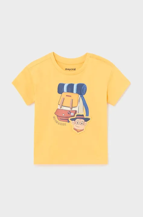 Μωρό βαμβακερό μπλουζάκι Mayoral χρώμα: κίτρινο