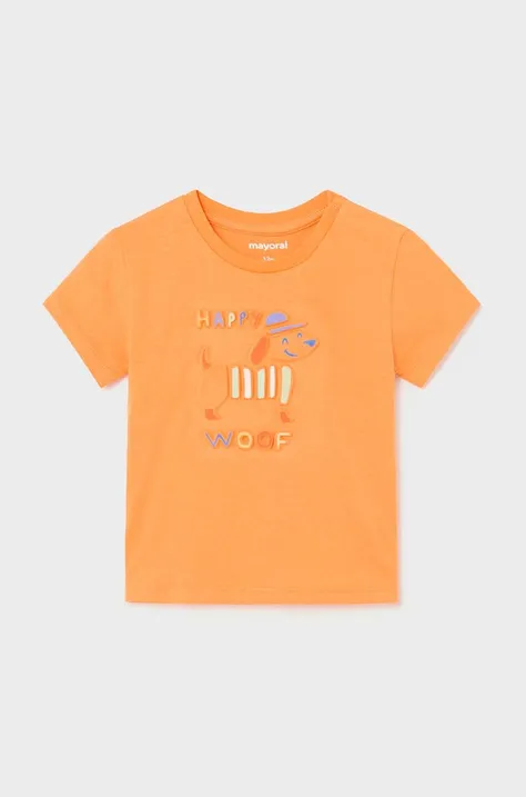 Μωρό βαμβακερό μπλουζάκι Mayoral χρώμα: πορτοκαλί