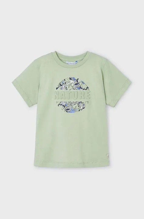 Otroška bombažna kratka majica Mayoral zelena barva