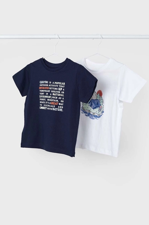 Mayoral t-shirt bawełniany dziecięcy 2-pack kolor granatowy z nadrukiem