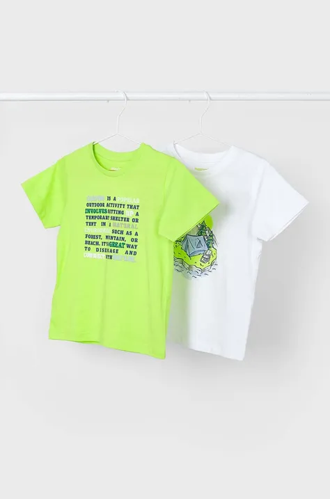Otroška bombažna kratka majica Mayoral 2-pack zelena barva