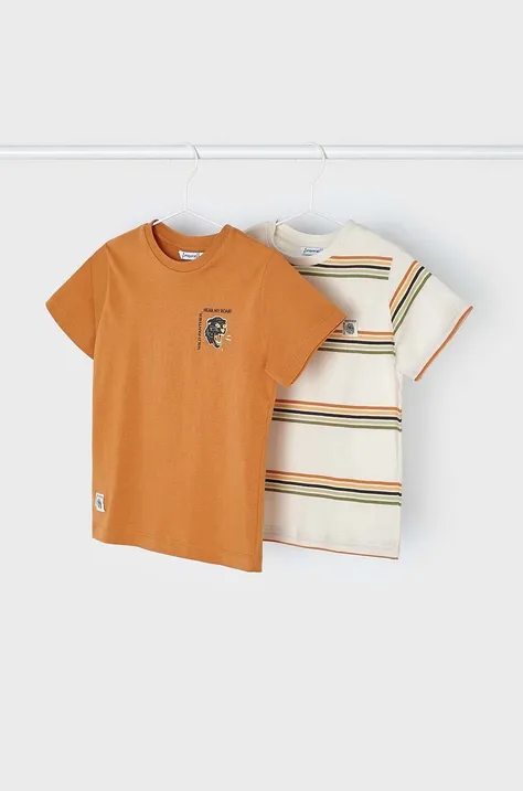 Παιδικό βαμβακερό μπλουζάκι Mayoral 2-pack χρώμα: πορτοκαλί