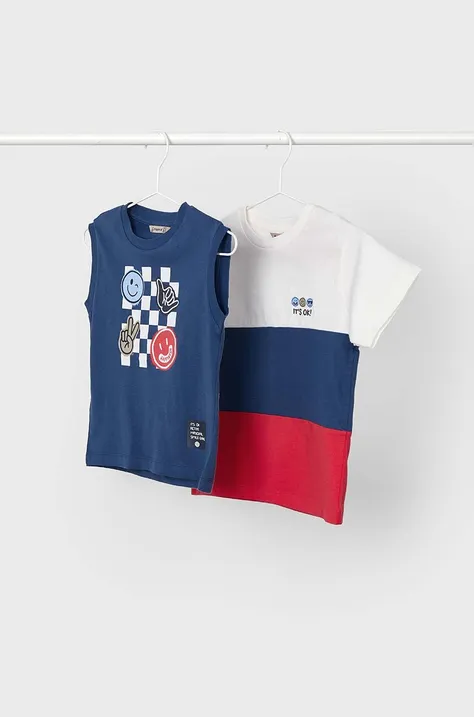 Mayoral t-shirt in cotone per bambini pacco da 2 colore blu