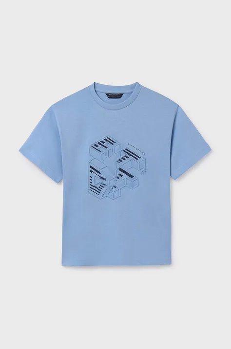 Παιδικό βαμβακερό μπλουζάκι Mayoral χρώμα: μπλε με σχέδιο
