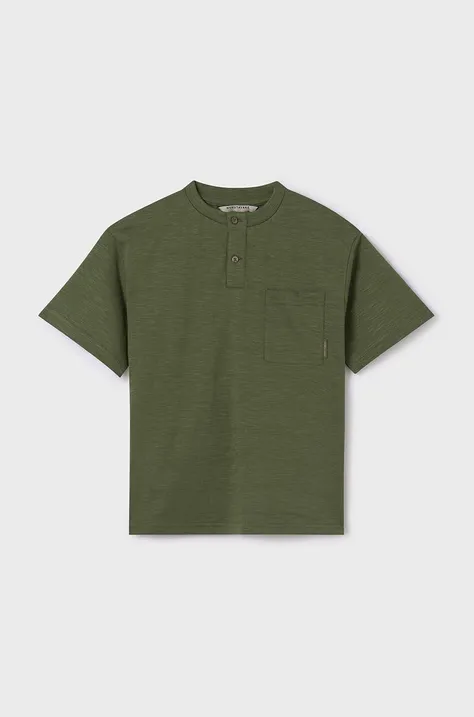 Βαμβακερό μπλουζάκι Mayoral χρώμα: πράσινο