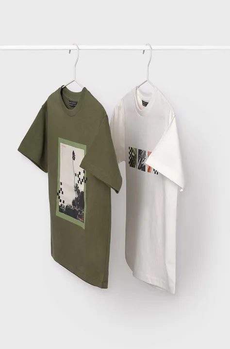 Mayoral t-shirt in cotone per bambini pacco da 2 colore verde