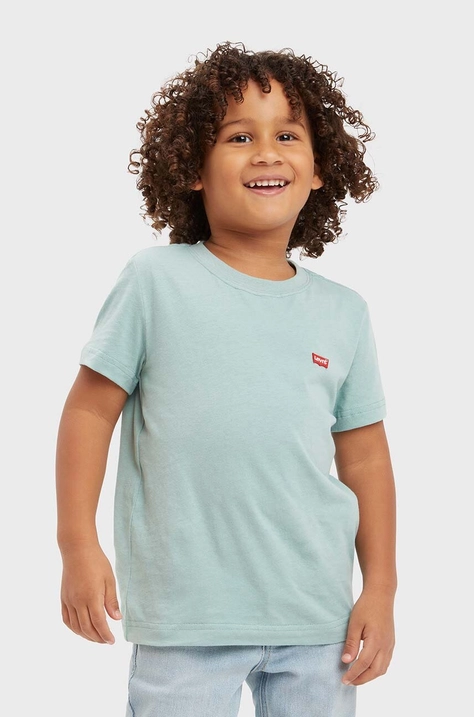 Levi's tricou de bumbac pentru copii culoarea turcoaz, neted