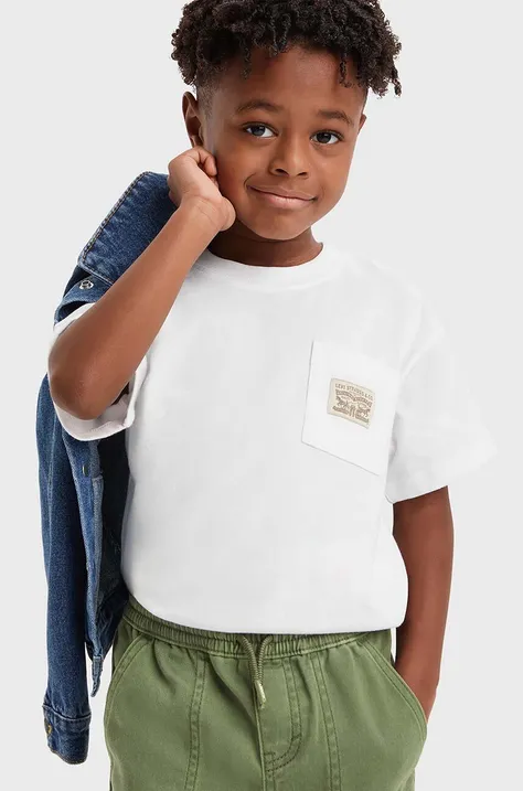 Detské tričko Levi's biela farba, s potlačou