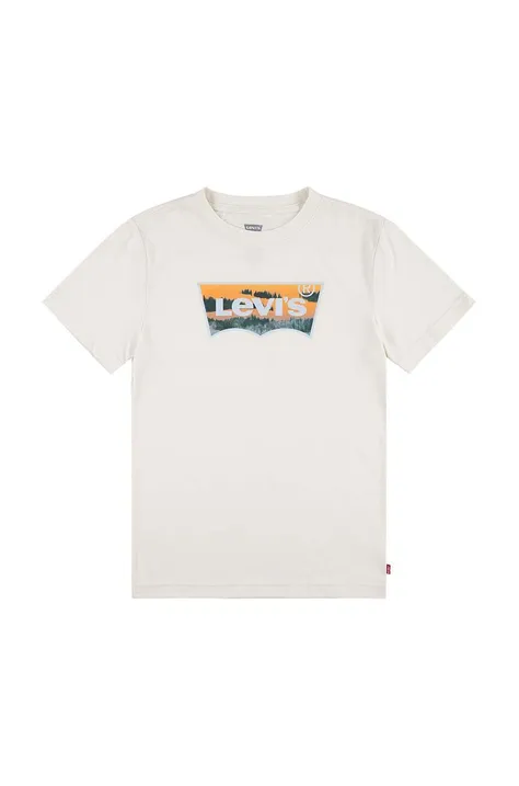 Otroška bombažna kratka majica Levi's bež barva
