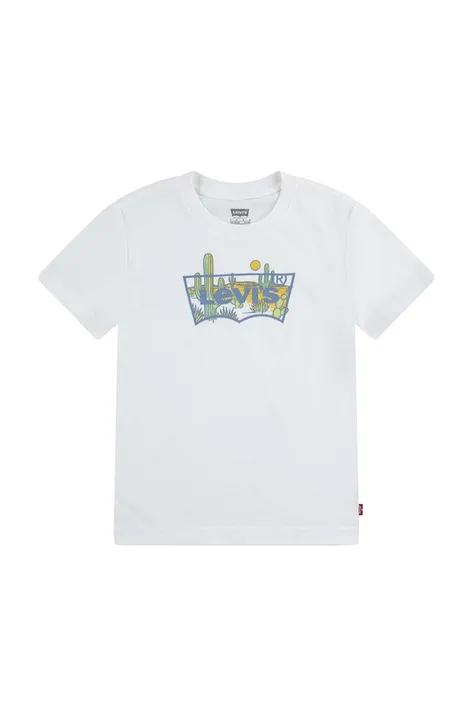 Levi's tricou de bumbac pentru copii culoarea bej, cu imprimeu