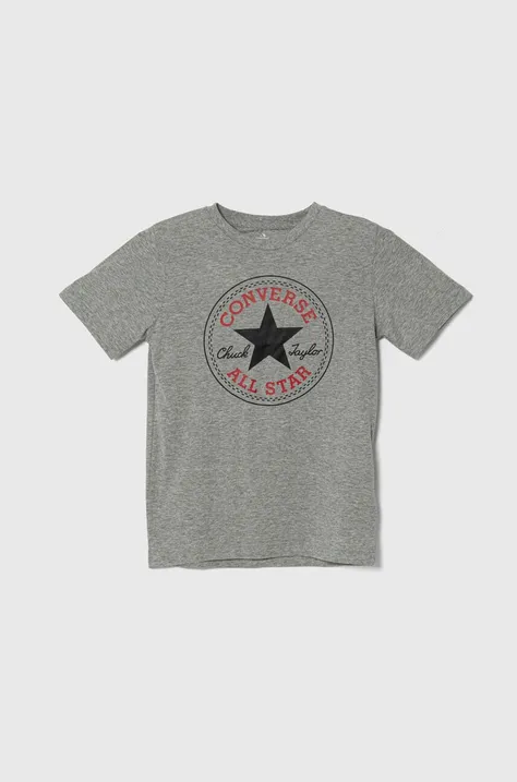 Otroška kratka majica Converse siva barva