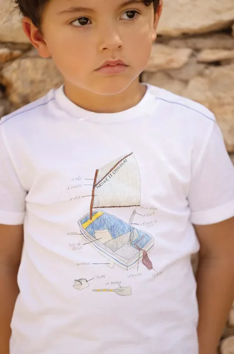Детская хлопковая футболка Tartine et Chocolat с принтом
