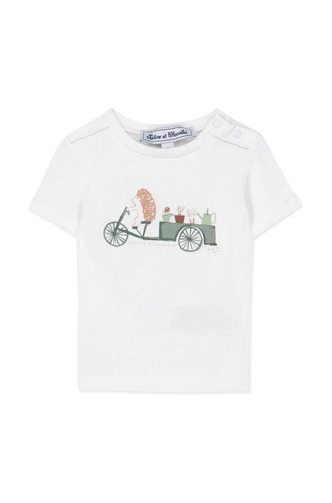 Tartine et Chocolat tricou de bumbac pentru copii culoarea verde, cu imprimeu