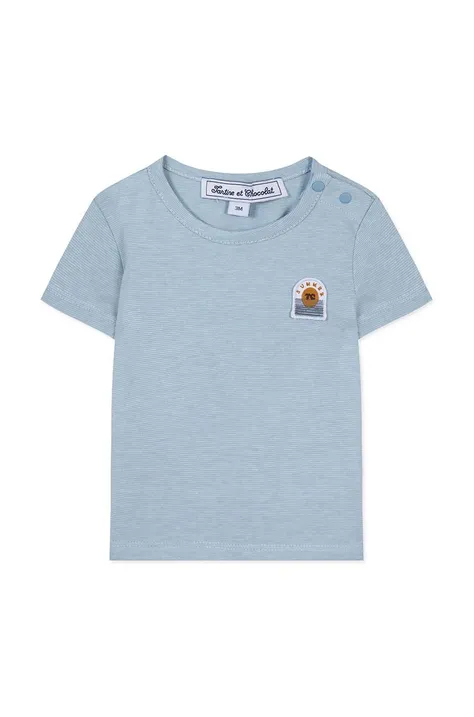 Tartine et Chocolat t-shirt bawełniany dziecięcy kolor niebieski wzorzysty