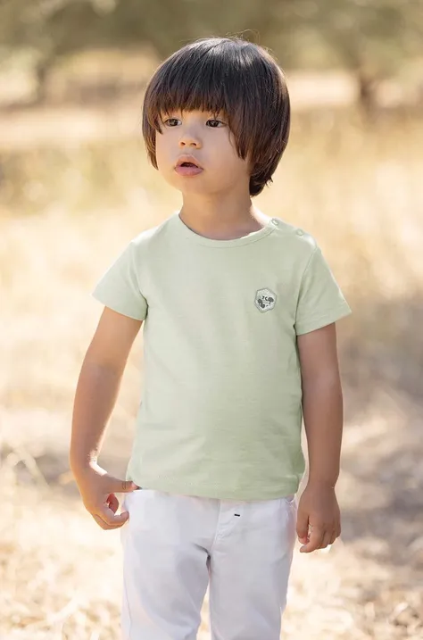 Детская хлопковая футболка Tartine et Chocolat цвет зелёный узорный
