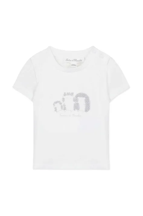 Бавовняна футболка для немовлят Tartine et Chocolat колір бежевий з аплікацією