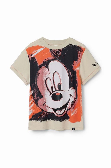 Детска памучна тениска Desigual x Mickey в бяло с принт